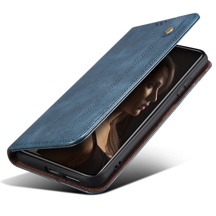 For Xiaomi Poco C75 4G / Redmi 14R 5G / 14C 4G Case Crazy Horse Texture Waxy Leather Wallet Stand Phone Cover - Blue