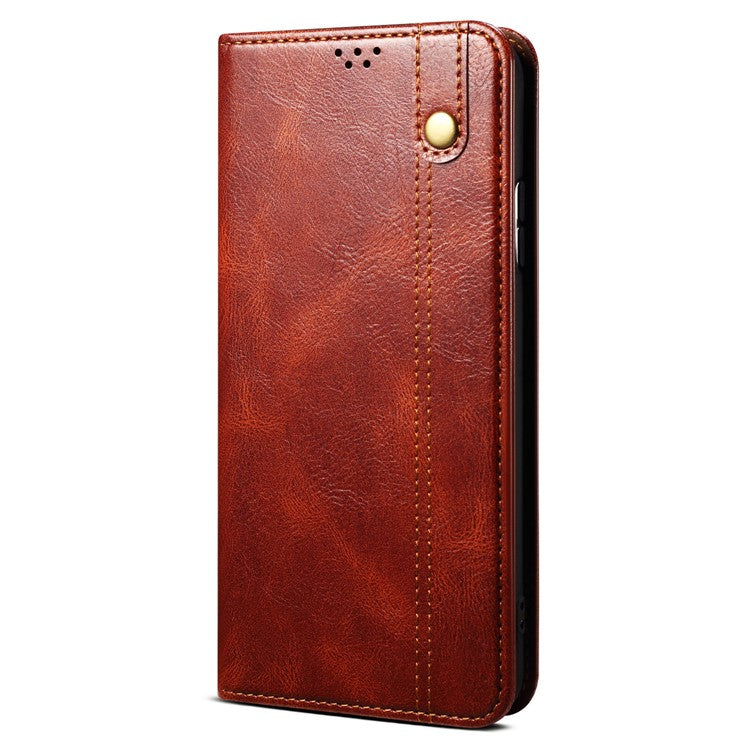 For Xiaomi Poco C75 4G / Redmi 14R 5G / 14C 4G Case Crazy Horse Texture Waxy Leather Wallet Stand Phone Cover - Brown