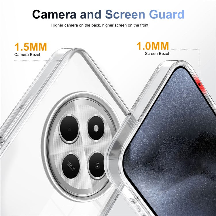 For Xiaomi Poco C75 4G / Redmi 14R 5G / 14C 4G Clear Phone Case TPU+PC Anti-Slip Drop-Proof Back Cover - Transparent