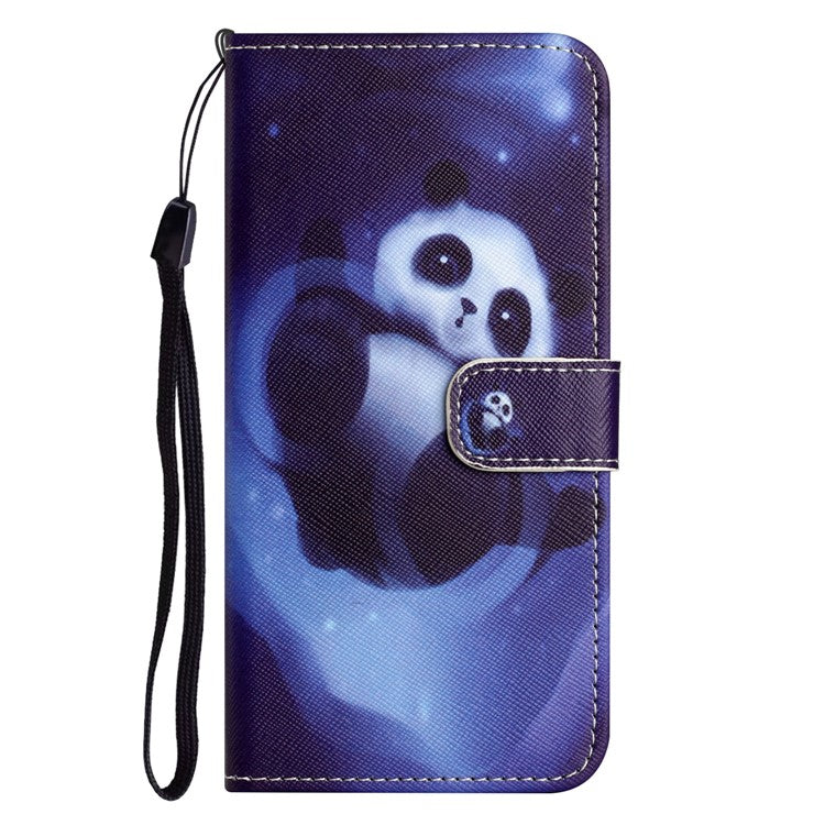 For Xiaomi Redmi Note 14 5G Case Pattern Print PU Leather Wallet Phone Cover Cross Texture - Panda