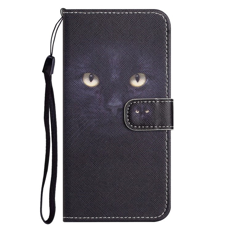 For Xiaomi Redmi Note 14 5G Case Pattern Print PU Leather Wallet Phone Cover Cross Texture - Cat's Eye