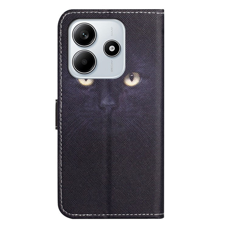 For Xiaomi Redmi Note 14 5G Case Pattern Print PU Leather Wallet Phone Cover Cross Texture - Cat's Eye