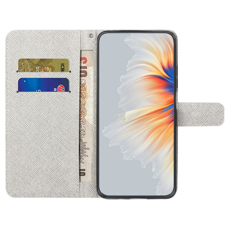 For Xiaomi Redmi Note 14 5G Case Pattern Print PU Leather Wallet Phone Cover Cross Texture - Dragonfly