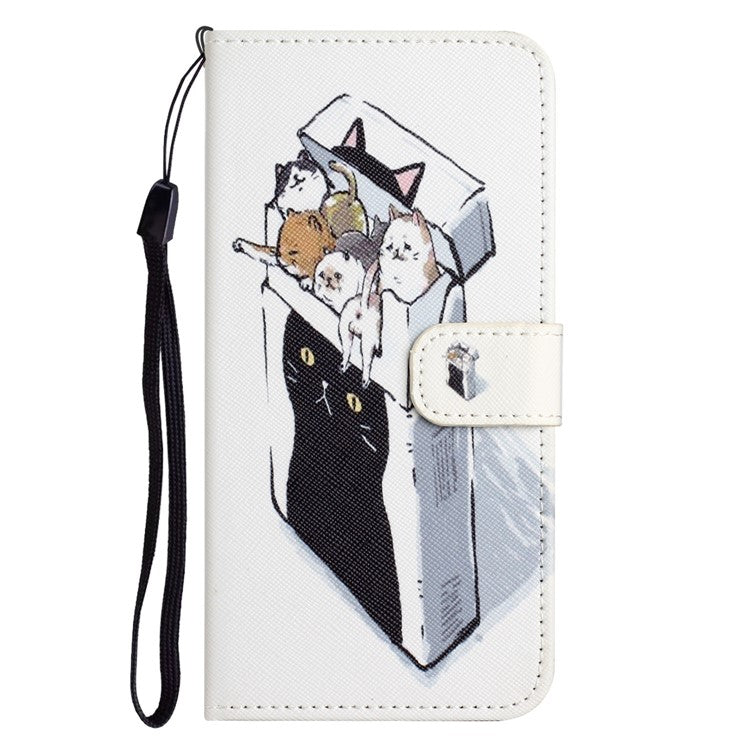 For Xiaomi Redmi Note 14 5G Case Pattern Print PU Leather Wallet Phone Cover Cross Texture - Cats