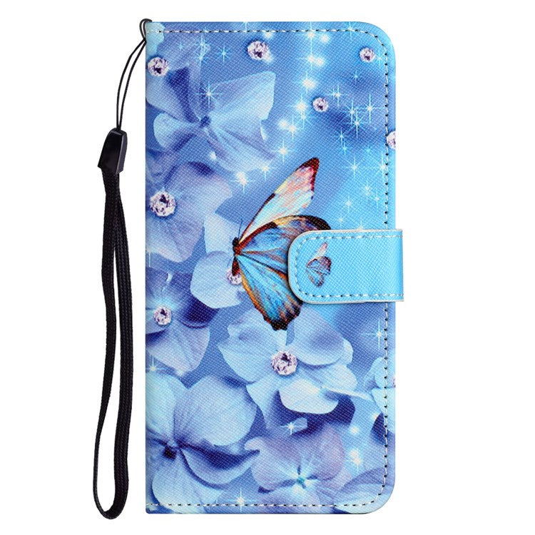 For Xiaomi Redmi Note 14 5G Case Pattern Print PU Leather Wallet Phone Cover Cross Texture - Flower and Butterfly