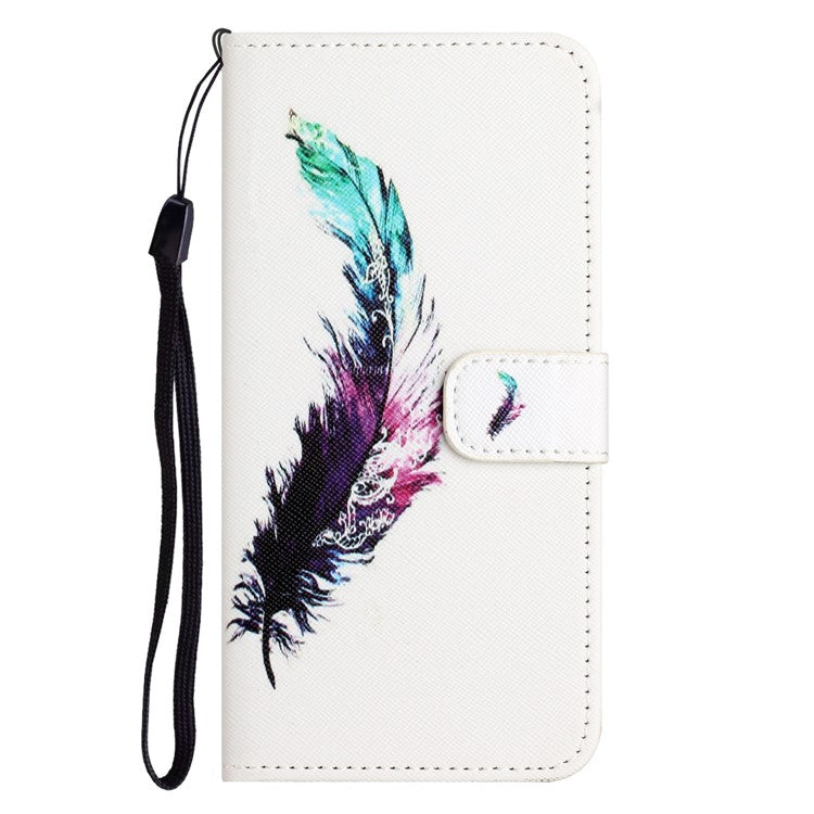 For Xiaomi Redmi Note 14 5G Case Pattern Print PU Leather Wallet Phone Cover Cross Texture - Feather