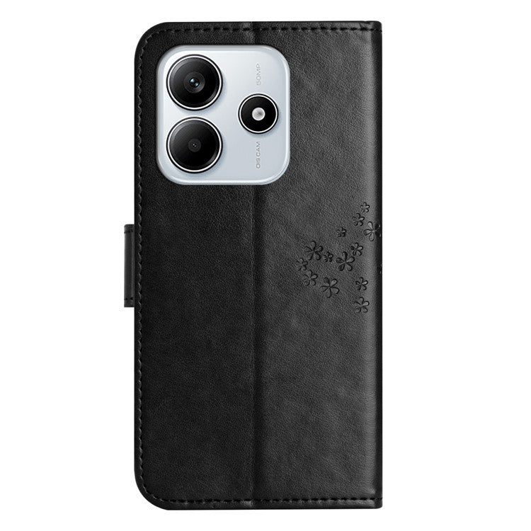 For Xiaomi Redmi Note 14 5G Case PU Leather Owl Tree Imprinted Wallet Phone Cover - Black