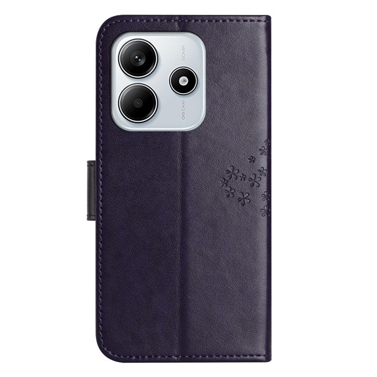 For Xiaomi Redmi Note 14 5G Case PU Leather Owl Tree Imprinted Wallet Phone Cover - Dark Purple