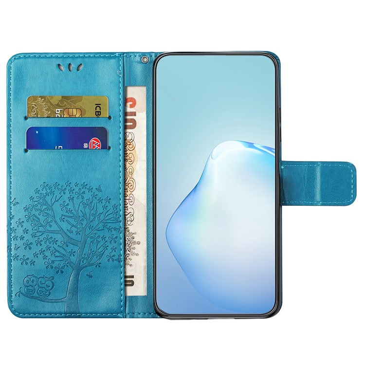 For Xiaomi Redmi Note 14 5G Case PU Leather Owl Tree Imprinted Wallet Phone Cover - Blue