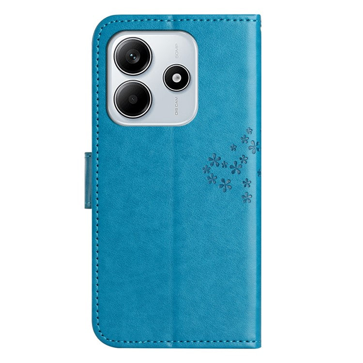 For Xiaomi Redmi Note 14 5G Case PU Leather Owl Tree Imprinted Wallet Phone Cover - Blue