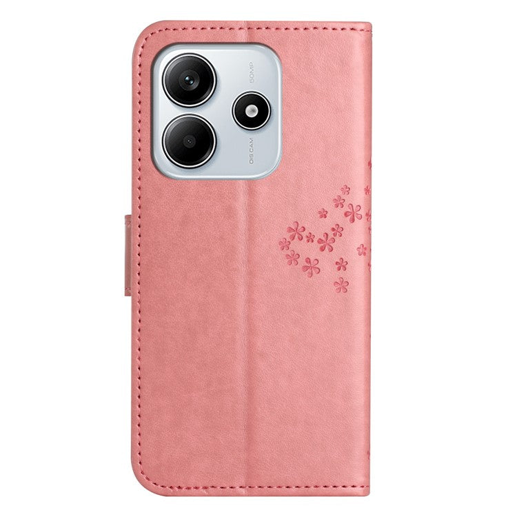 For Xiaomi Redmi Note 14 5G Case PU Leather Owl Tree Imprinted Wallet Phone Cover - Pink