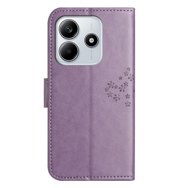 For Xiaomi Redmi Note 14 5G Case PU Leather Owl Tree Imprinted Wallet Phone Cover - Purple