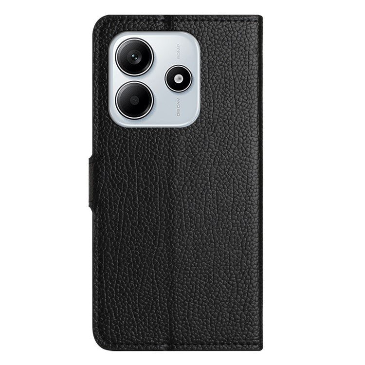 For Xiaomi Redmi Note 14 5G Case PU Leather Wallet Phone Cover Litchi Texture, Black