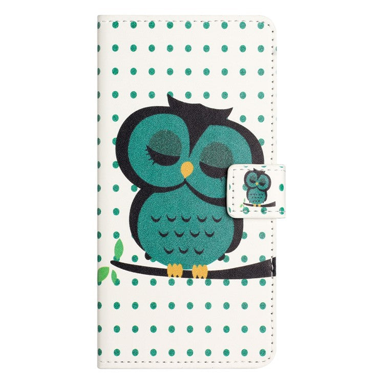 For Xiaomi Redmi Note 14 5G Case Pattern Print PU Leather Wallet Phone Cover - Dots Owl