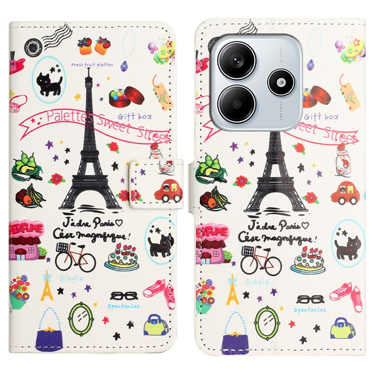 For Xiaomi Redmi Note 14 5G Case Pattern Print PU Leather Wallet Phone Cover - Eiffel Tower