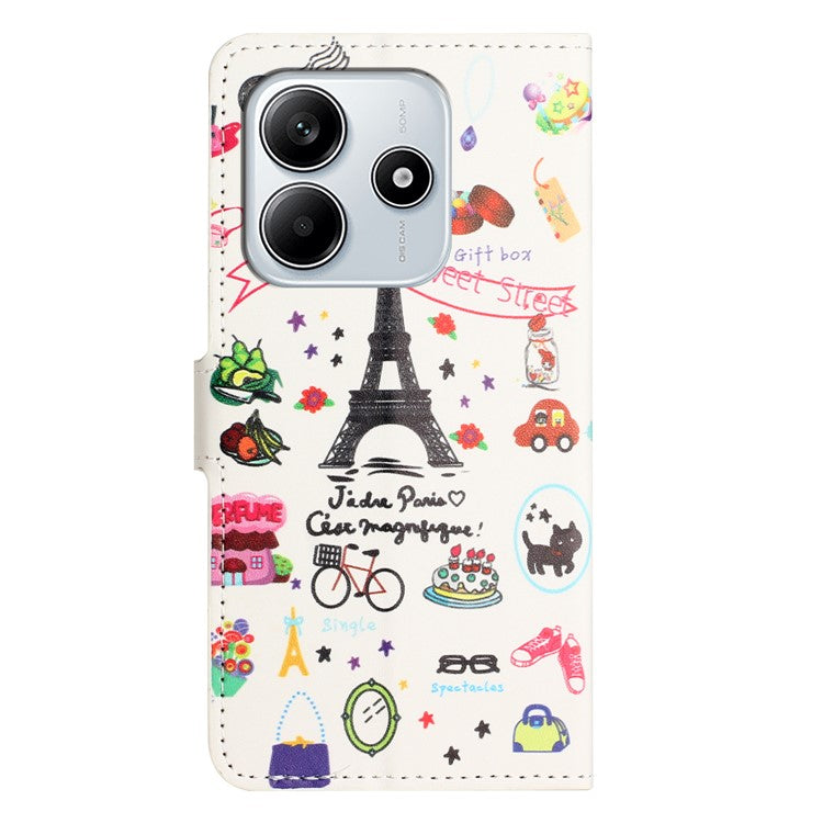 For Xiaomi Redmi Note 14 5G Case Pattern Print PU Leather Wallet Phone Cover - Eiffel Tower