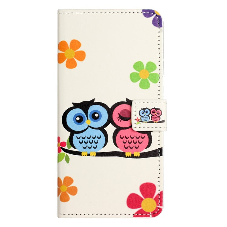 For Xiaomi Redmi Note 14 5G Case Pattern Print PU Leather Wallet Phone Cover - Couple Owls