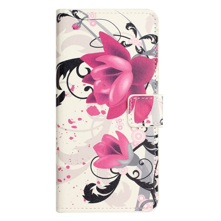 For Xiaomi Redmi Note 14 5G Case Pattern Print PU Leather Wallet Phone Cover - Lotus