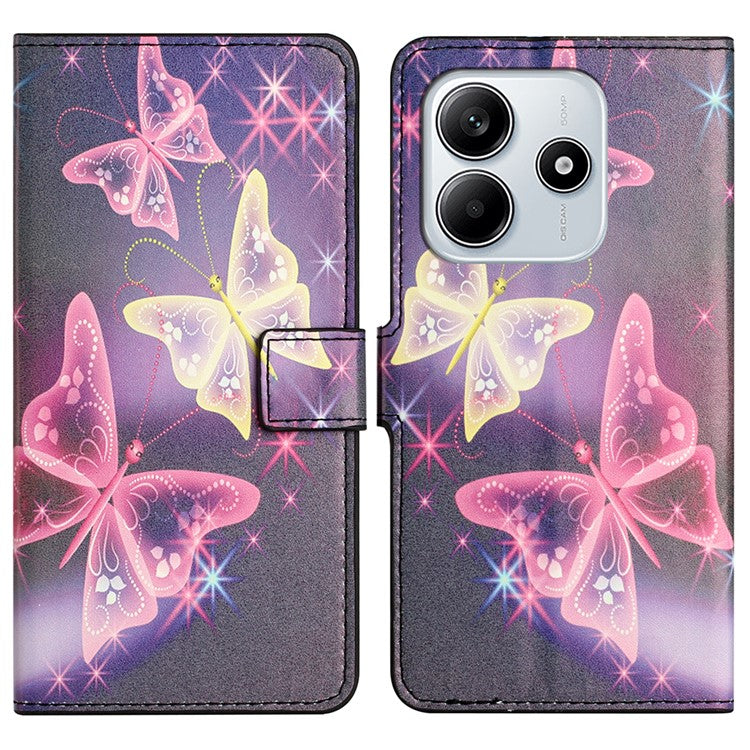 For Xiaomi Redmi Note 14 5G Case Pattern Print PU Leather Wallet Phone Cover - Illusion Butterfly