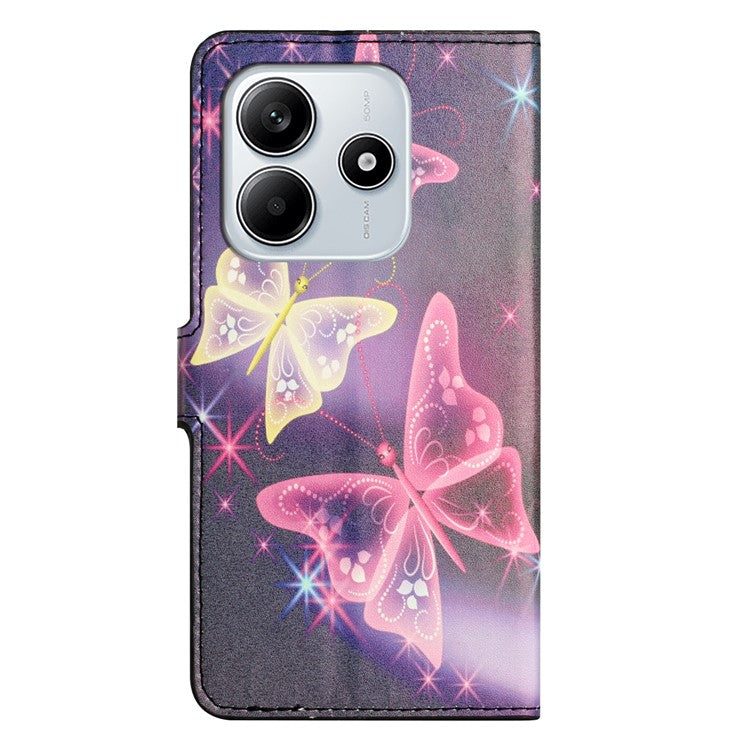 For Xiaomi Redmi Note 14 5G Case Pattern Print PU Leather Wallet Phone Cover - Illusion Butterfly