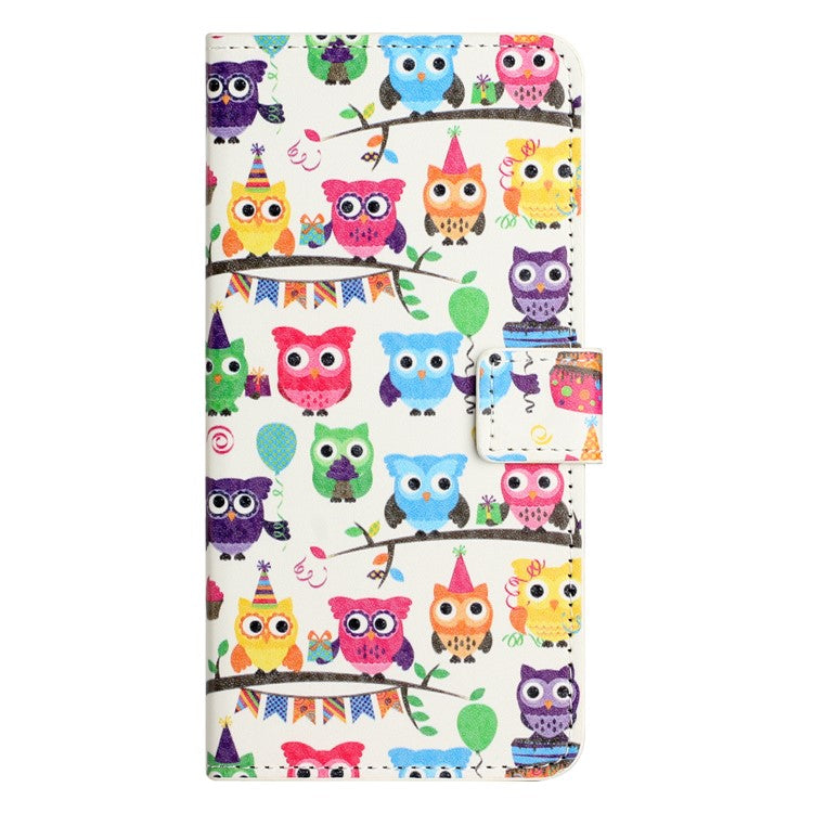 For Xiaomi Redmi Note 14 5G Case Pattern Print PU Leather Wallet Phone Cover - Owls Sticker