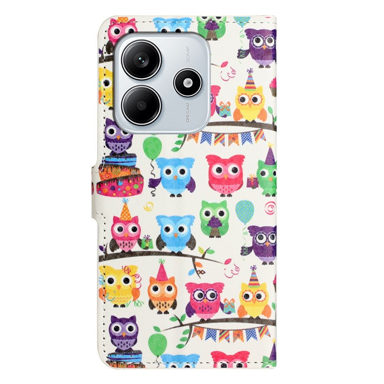 For Xiaomi Redmi Note 14 5G Case Pattern Print PU Leather Wallet Phone Cover - Owls Sticker