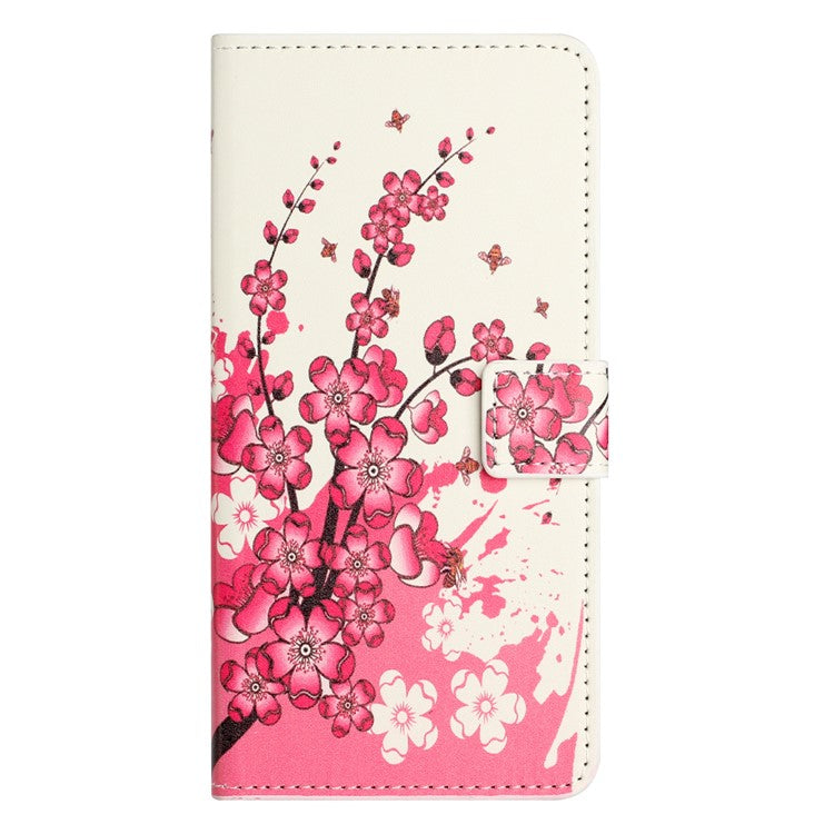 For Xiaomi Redmi Note 14 5G Case Pattern Print PU Leather Wallet Phone Cover - Plum Blossom