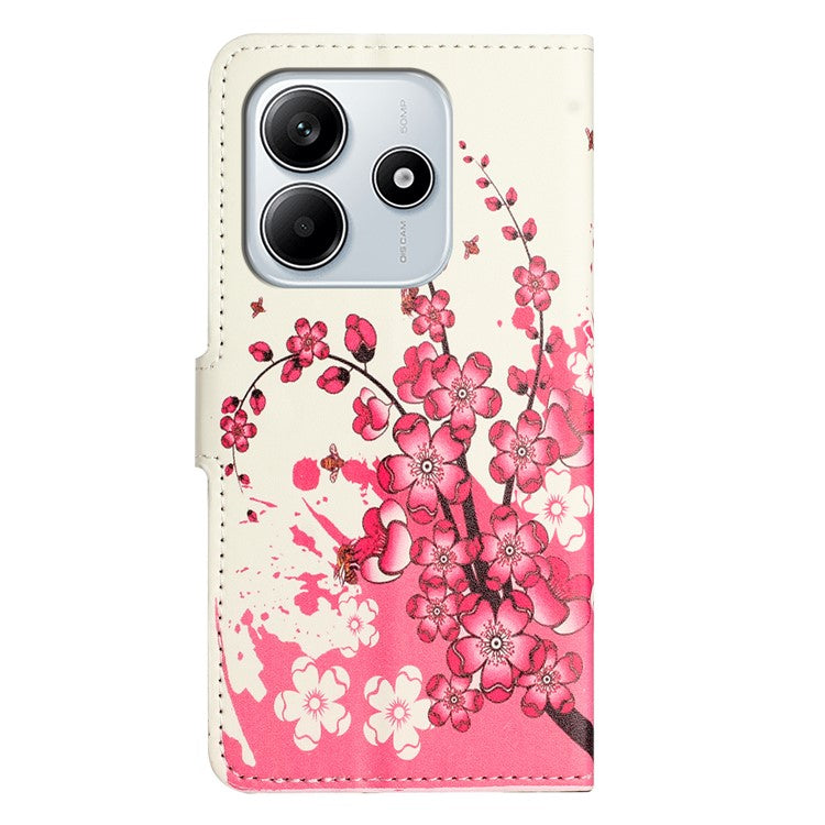 For Xiaomi Redmi Note 14 5G Case Pattern Print PU Leather Wallet Phone Cover - Plum Blossom