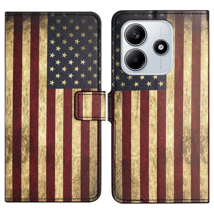 For Xiaomi Redmi Note 14 5G Case Pattern Print PU Leather Wallet Phone Cover - The American Flag