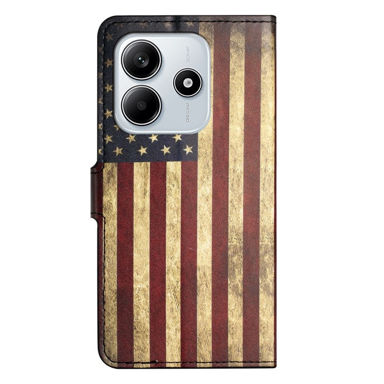 For Xiaomi Redmi Note 14 5G Case Pattern Print PU Leather Wallet Phone Cover - The American Flag