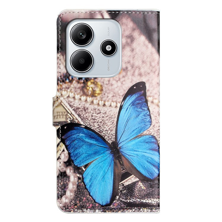 For Xiaomi Redmi Note 14 5G Case Pattern Print PU Leather Wallet Phone Cover - Blue Butterfly