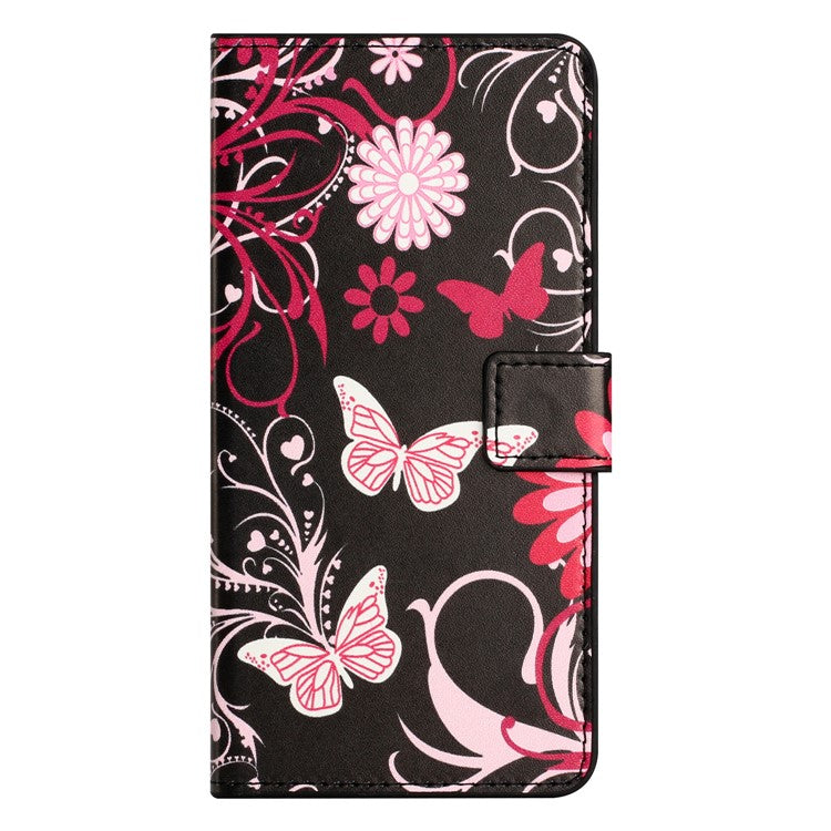 For Xiaomi Redmi Note 14 5G Case Pattern Print PU Leather Wallet Phone Cover - Black Butterfly