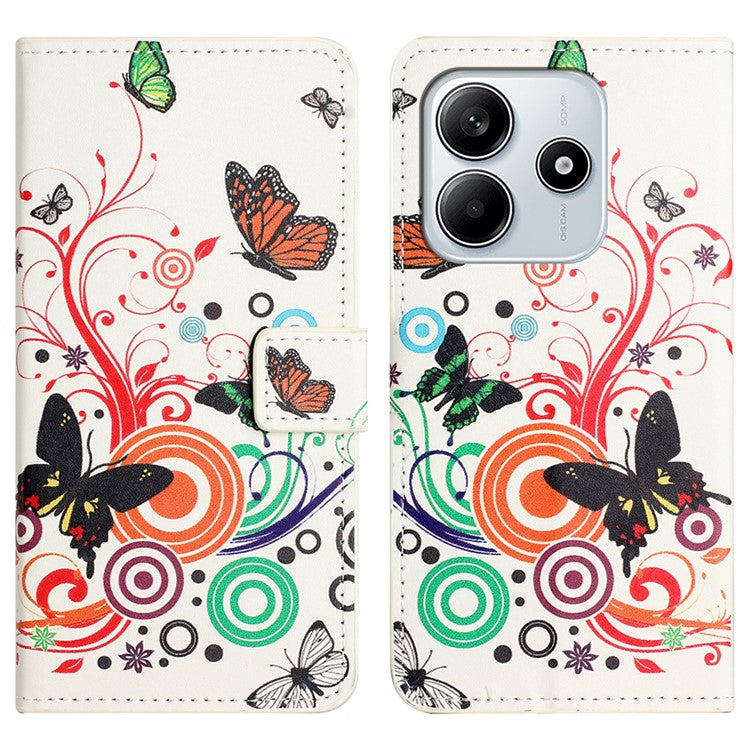 For Xiaomi Redmi Note 14 5G Case Pattern Print PU Leather Wallet Phone Cover - White Butterfly