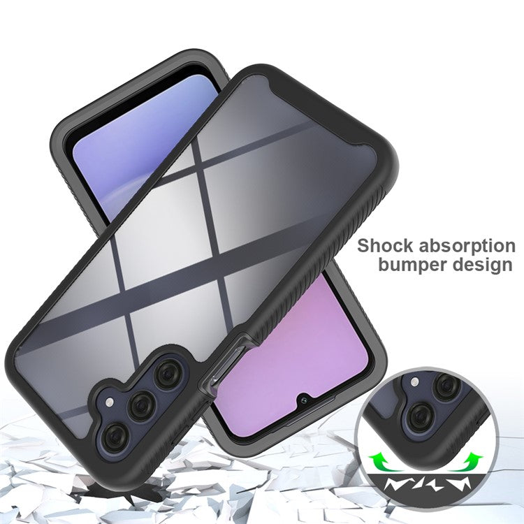 For Samsung Galaxy A16 5G / A16 4G Case PC+TPU Clear Phone Cover with PET Screen Film - Black