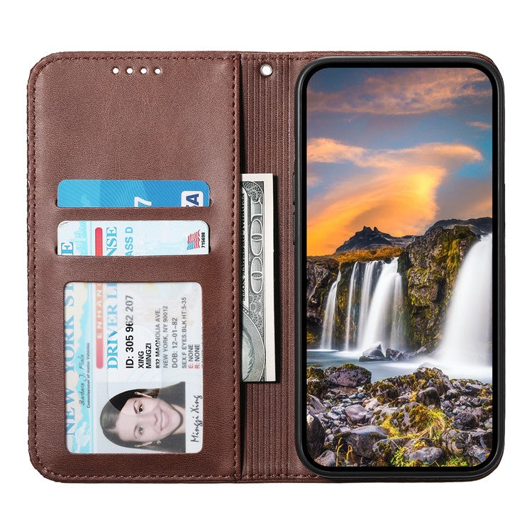 Phone Case For Xiaomi Poco C75 4G / Redmi 14R 5G / 14C 4G Calf Texture PU Leather Phone Cover with Wallet - Brown