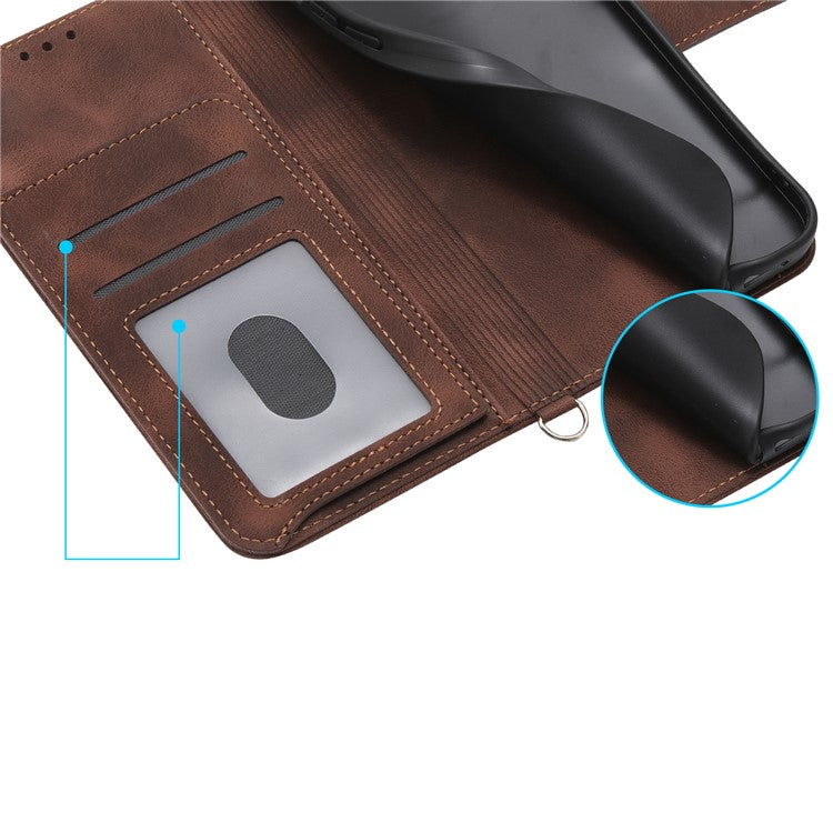 Wallet Case For Xiaomi Poco C75 4G / Redmi 14R 5G / 14C 4G Flower Pattern PU Leather Phone Cover with Strap - Brown