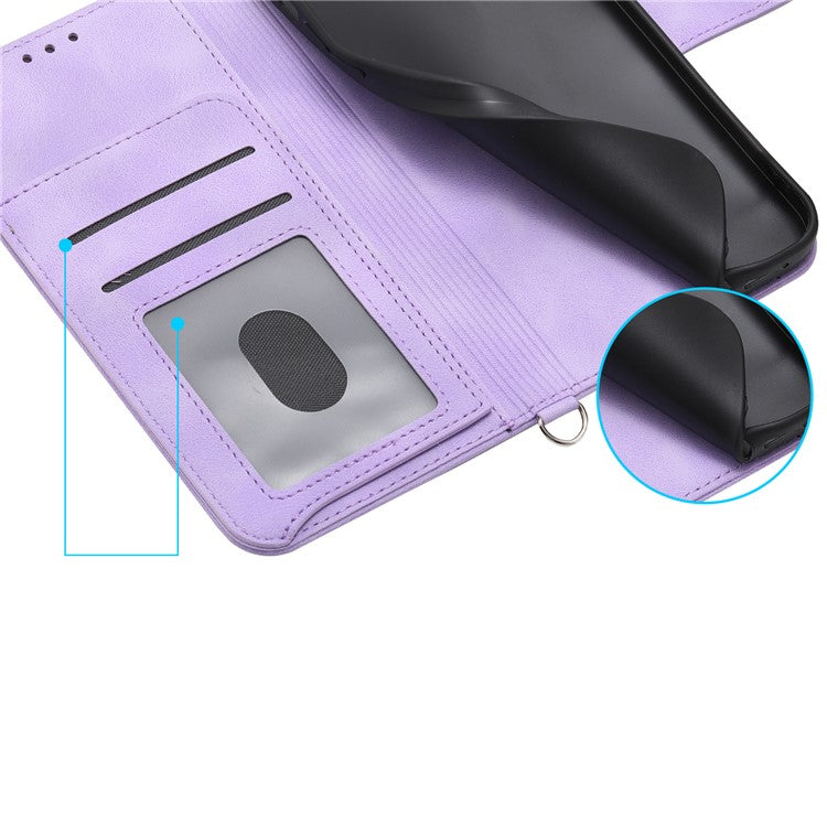 Wallet Case For Xiaomi Poco C75 4G / Redmi 14R 5G / 14C 4G Flower Pattern PU Leather Phone Cover with Strap - Light Purple