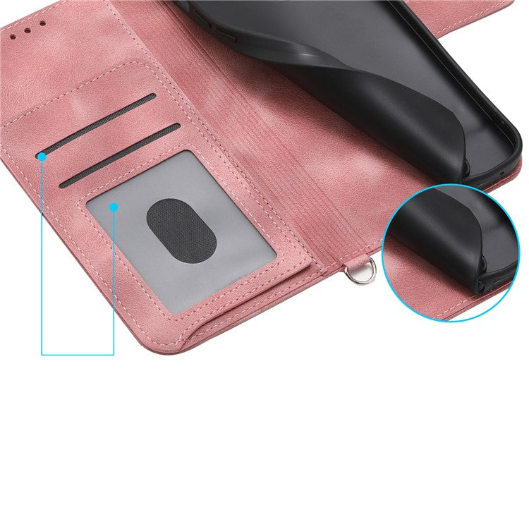 Wallet Case For Xiaomi Poco C75 4G / Redmi 14R 5G / 14C 4G Flower Pattern PU Leather Phone Cover with Strap - Pink