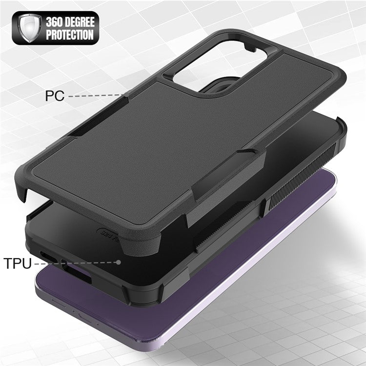 For Samsung Galaxy S24 FE Case 2-in-1 PC+TPU Shockproof Phone Cover - Black