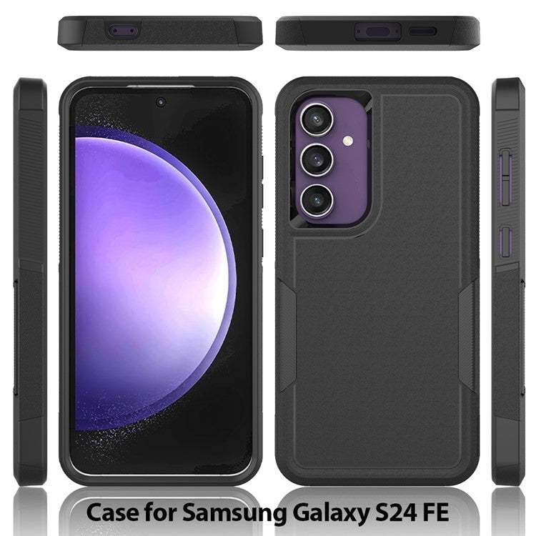 For Samsung Galaxy S24 FE Case 2-in-1 PC+TPU Shockproof Phone Cover - Black