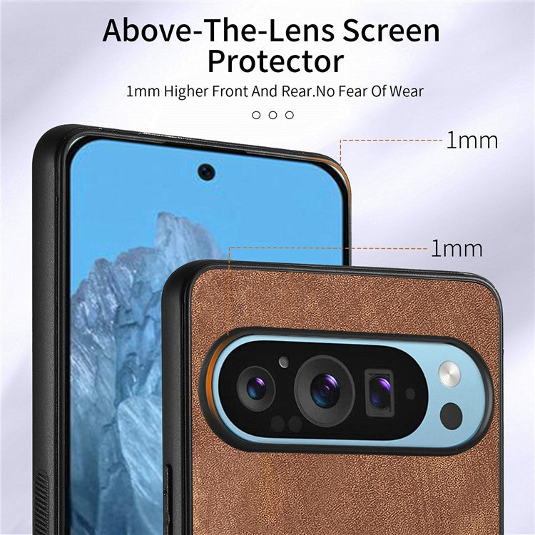 For Google Pixel 9 / Pixel 9 Pro Case Kickstand Leather+TPU Non-Slip Protective Cover Card Slots - Brown