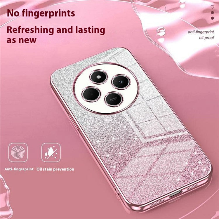 For Xiaomi Poco C75 4G / Redmi 14R 5G / 14C 4G Case Electroplating Gradient Glitter TPU Phone Cover - Gold