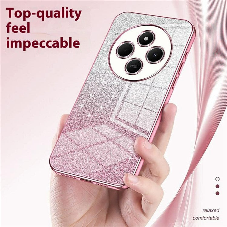 For Xiaomi Poco C75 4G / Redmi 14R 5G / 14C 4G Case Electroplating Gradient Glitter TPU Phone Cover - Gold