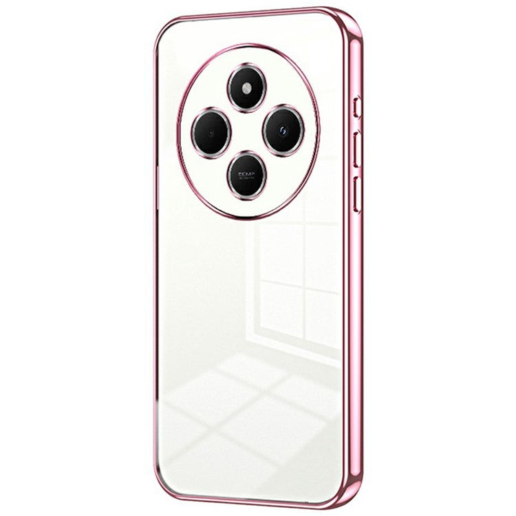 For Xiaomi Poco C75 4G / Redmi 14R 5G / 14C 4G Case Electroplating Frame Soft TPU Phone Cover - Pink