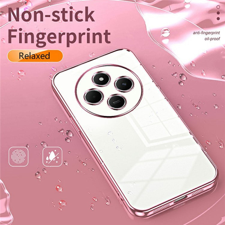 For Xiaomi Poco C75 4G / Redmi 14R 5G / 14C 4G Case Electroplating Frame Soft TPU Phone Cover - Pink