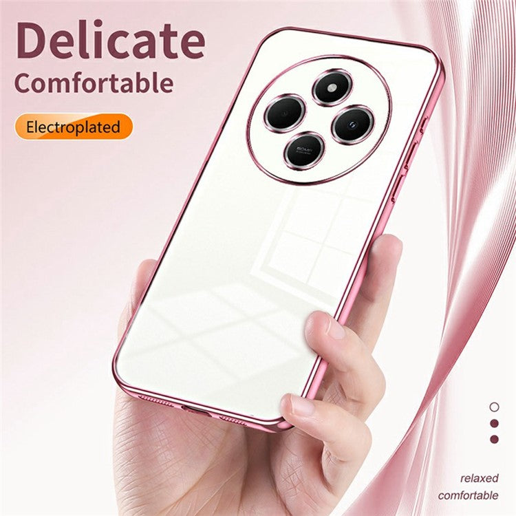 For Xiaomi Poco C75 4G / Redmi 14R 5G / 14C 4G Case Electroplating Frame Soft TPU Phone Cover - Pink