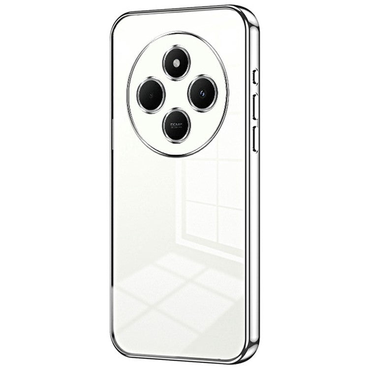 For Xiaomi Poco C75 4G / Redmi 14R 5G / 14C 4G Case Electroplating Frame Soft TPU Phone Cover - Silver