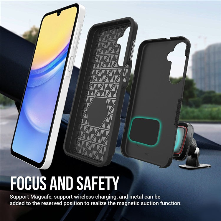 For Samsung Galaxy A26 5G / A16 5G / A16 4G Case TPU+PC Four Corner Anti-Drop Phone Cover - Black