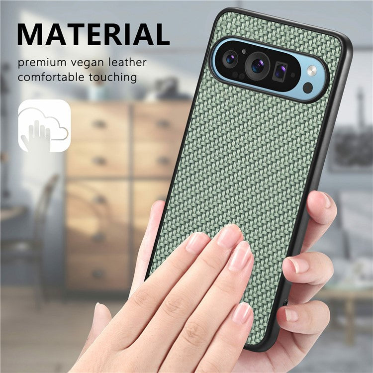 For Google Pixel 9 Pro XL Case Carbon Fiber Texture PU+PC+TPU Phone Cover - Black