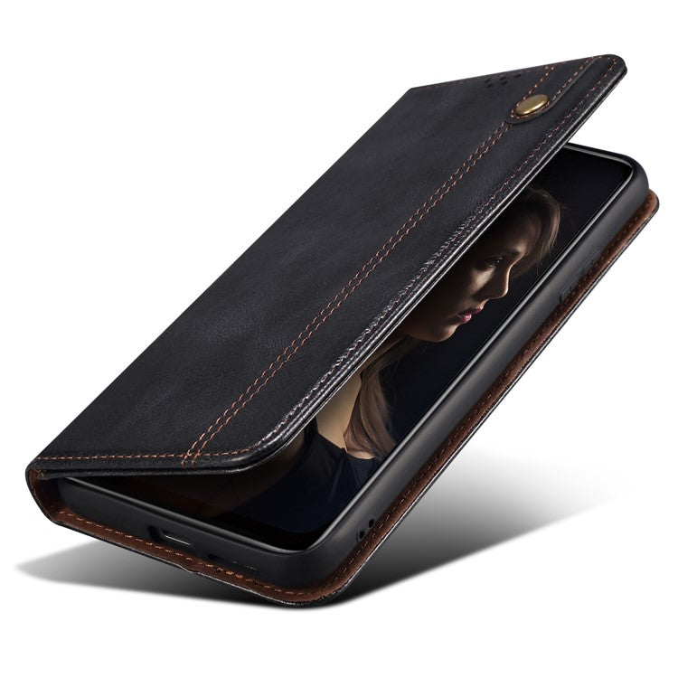 For Xiaomi Redmi Note 14 5G Case Crazy Horse Texture Waxy Leather Wallet Stand Phone Cover - Black